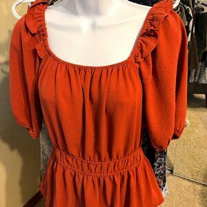 WOMEN'S NINE WEST BOHEMIAN SHIRT SIZE SMALL S SHIRT TOP ROSE COLOR SHORT SLEEVE